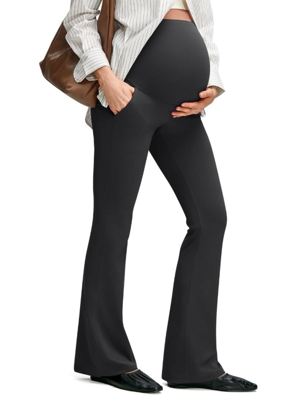 Maternity Flare Leggings for Work | Comfortable Pregnancy Dress Pants